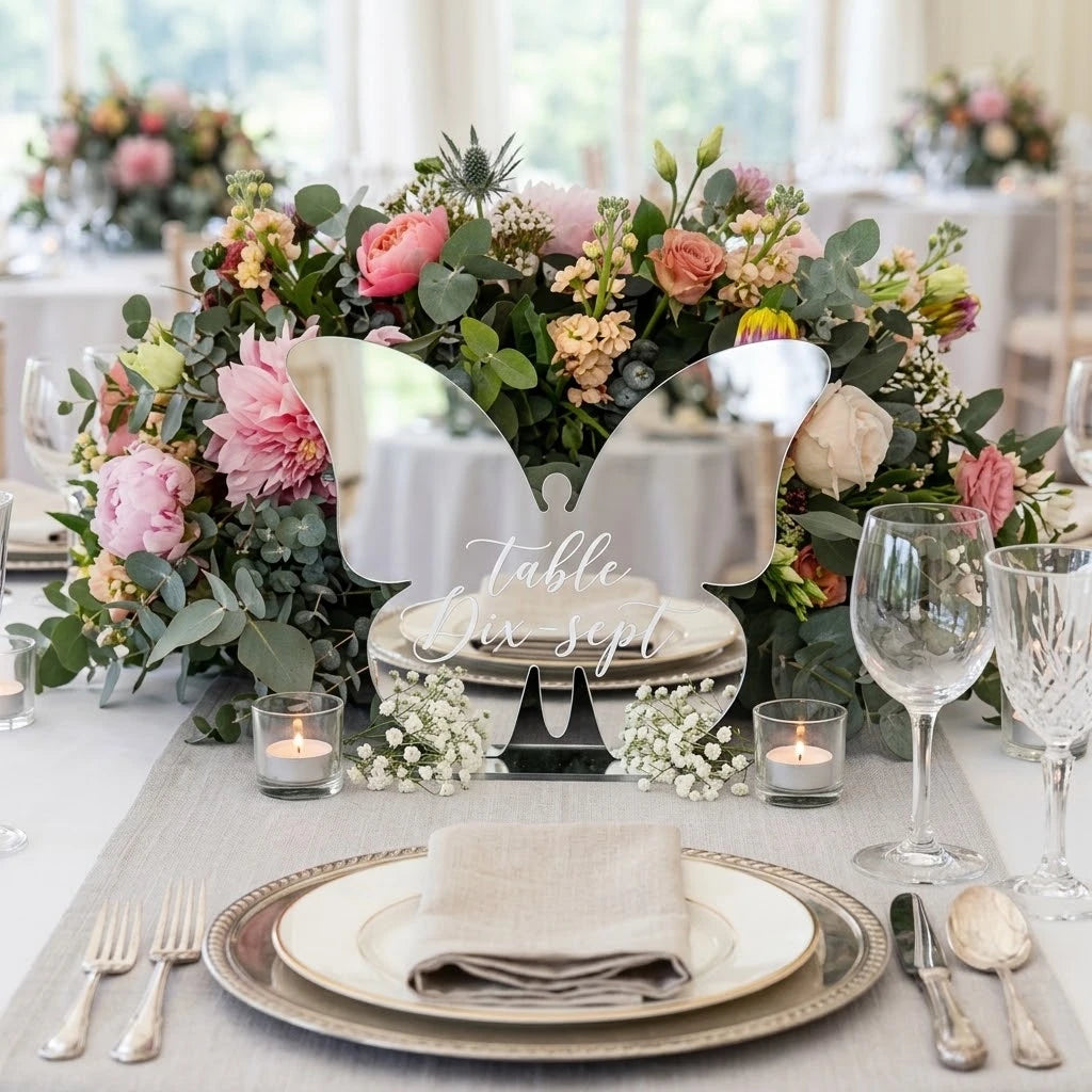 Numéro de Table Mariage Papillon Vierge élégant