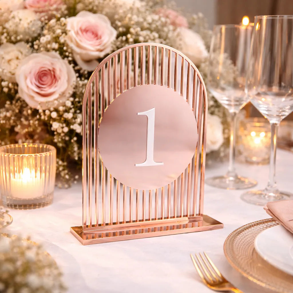 Numéro de Table Mariage Rose Gold glamour