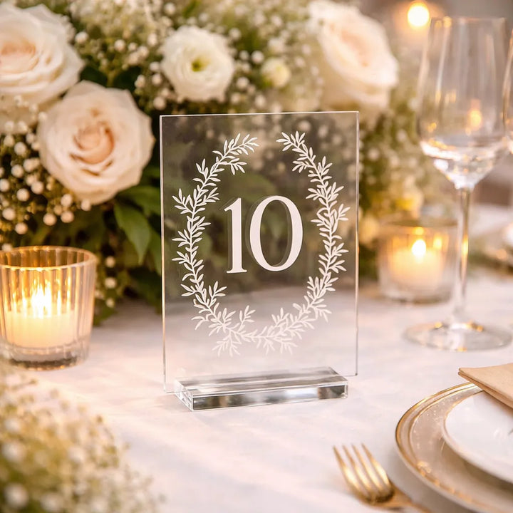Numéro de Table Mariage Transparent Acrylique stylé