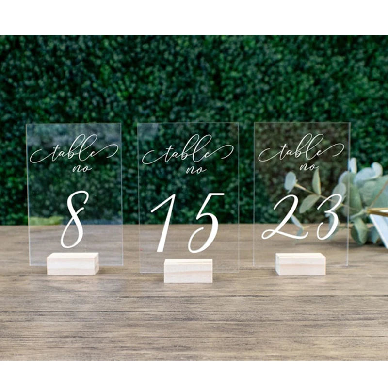 Numéro de Table Mariage Transparent Chic