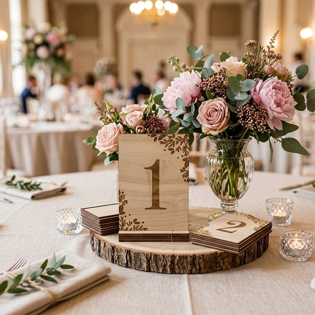 Numéro de Table Mariage en Bois moderne