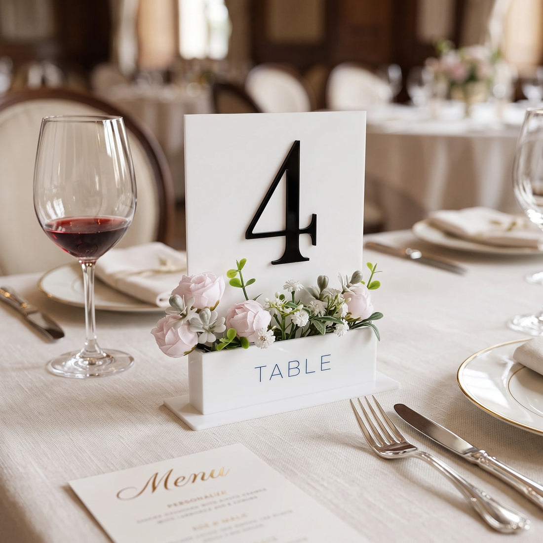 Numéro de Table avec Contenant à Fleurs