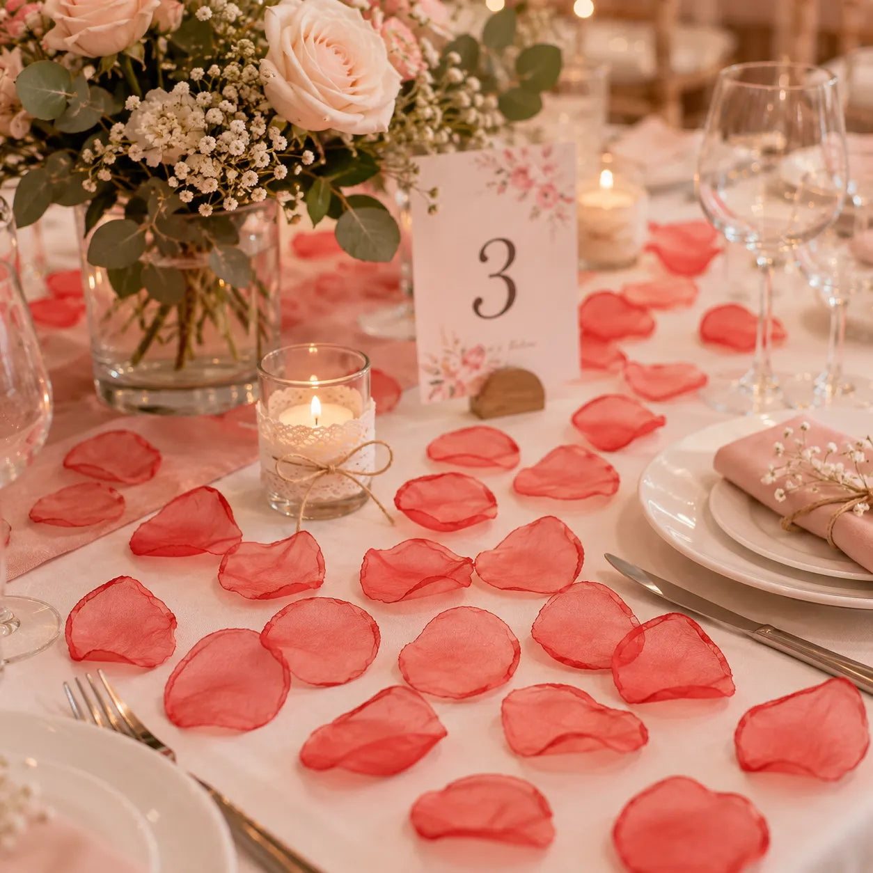 Pétales Artificiels Déco Mariage Rouges chic