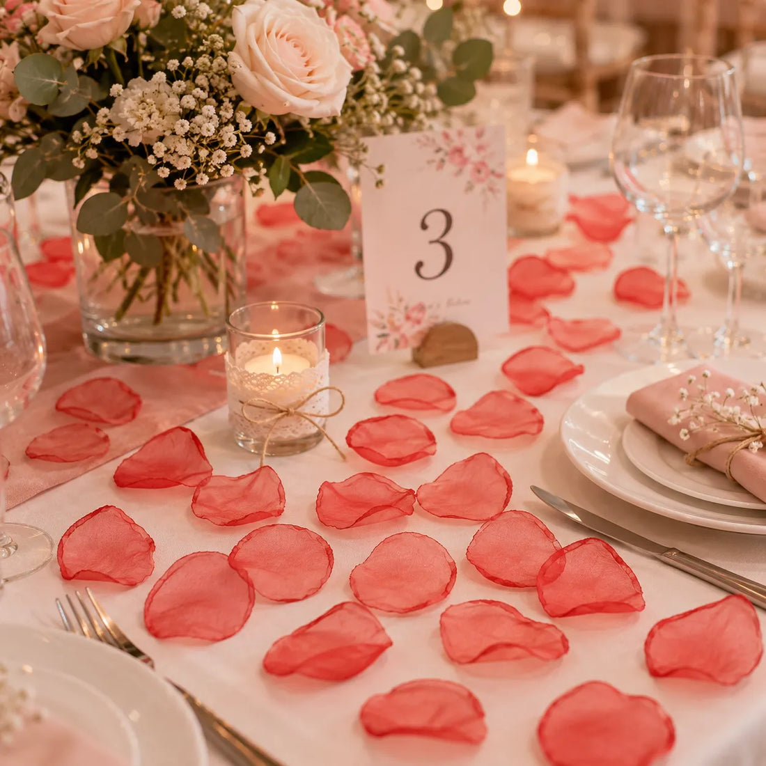 Pétales Artificiels Déco Mariage Rouges chic
