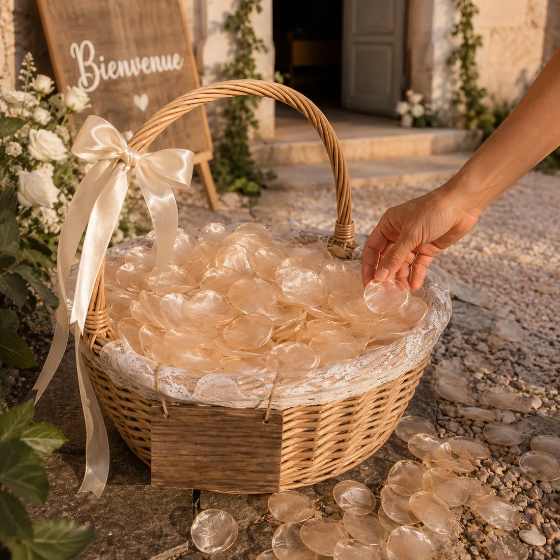 Pétales Champagne en Organza Raffinée