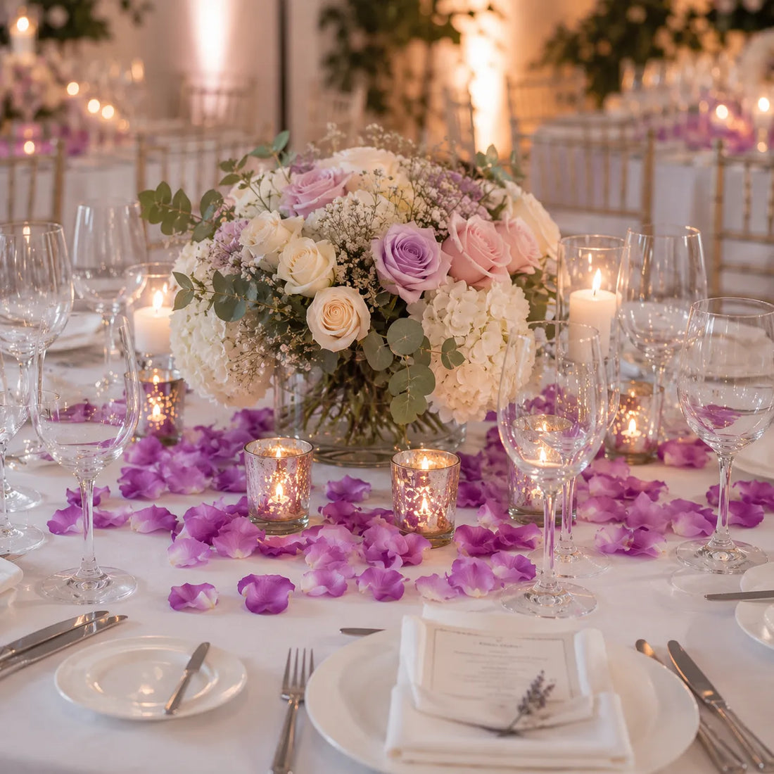 Pétales De Fleurs Artificielles Violet Dégradé Raffinée