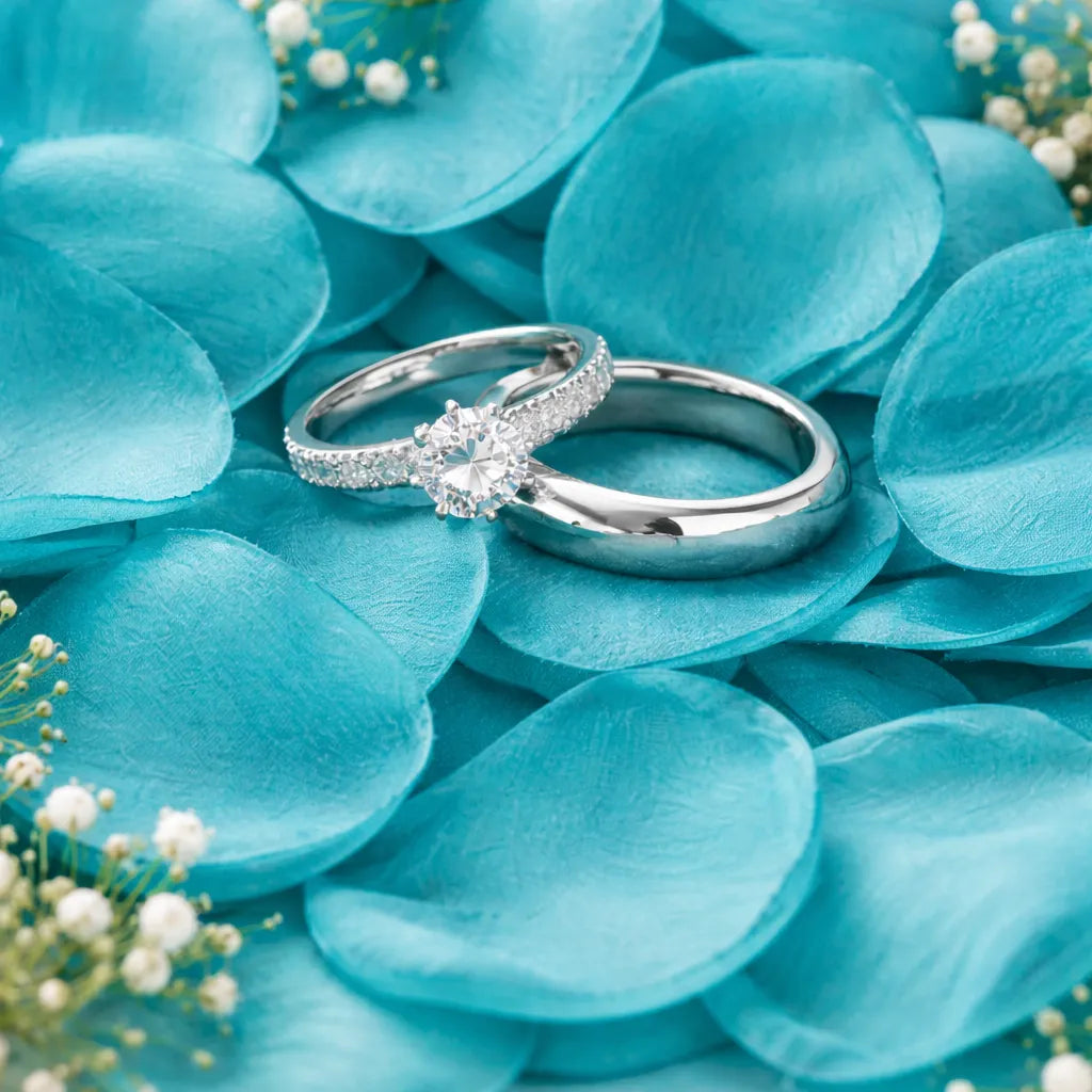 Pétales De Fleurs Mariage Bleu Design