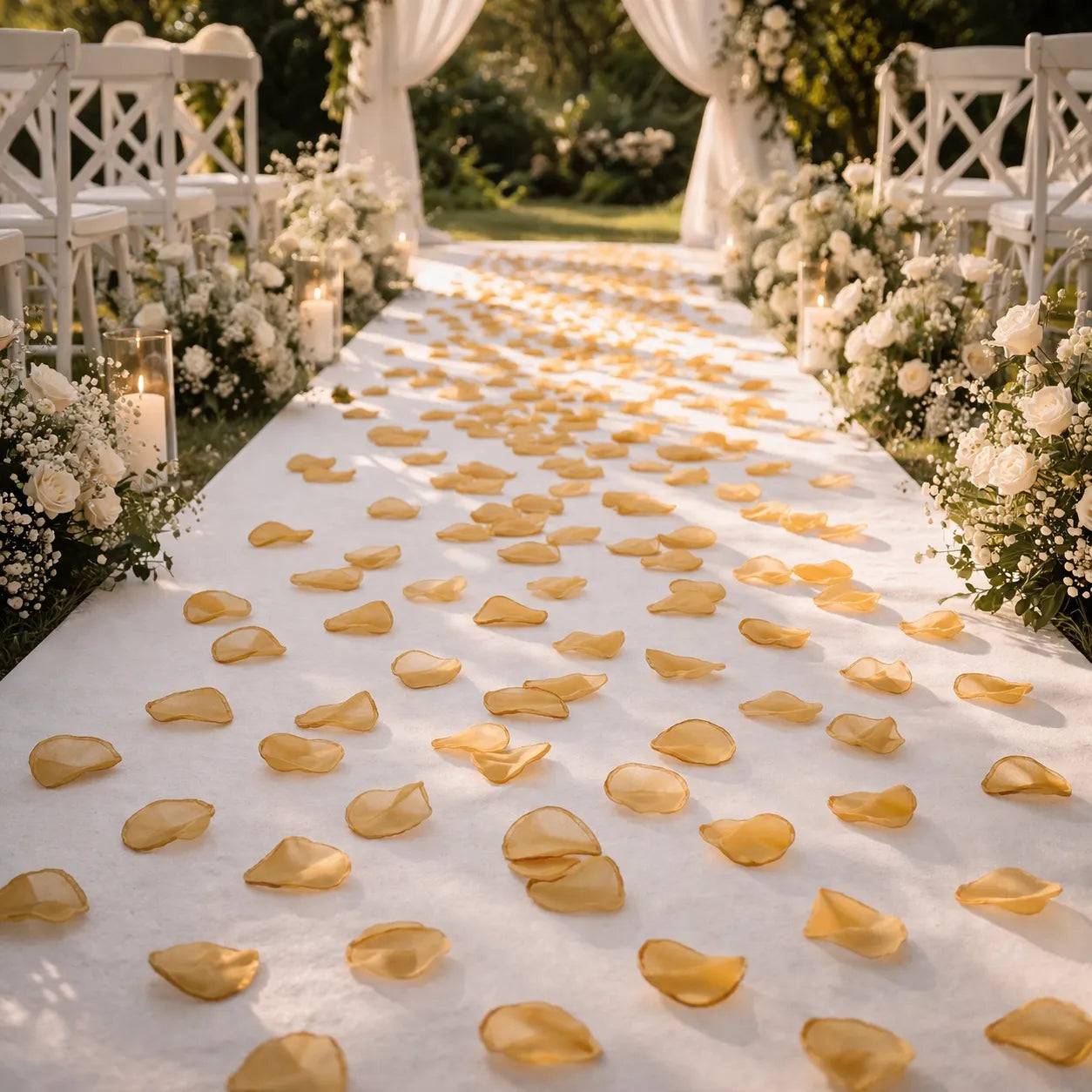 Pétales Mariage en Mousseline Gold Unique