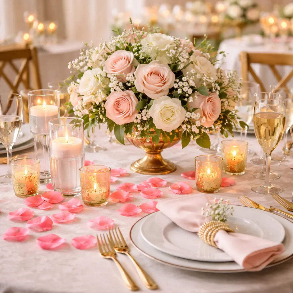 Pétales Roses Mariage romantique