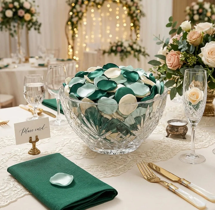 Pétales de Fleurs Artificiels Verts Mariage 