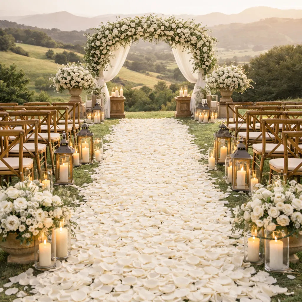Pétales de Fleurs Blancs en Mousseline de Soie Propre