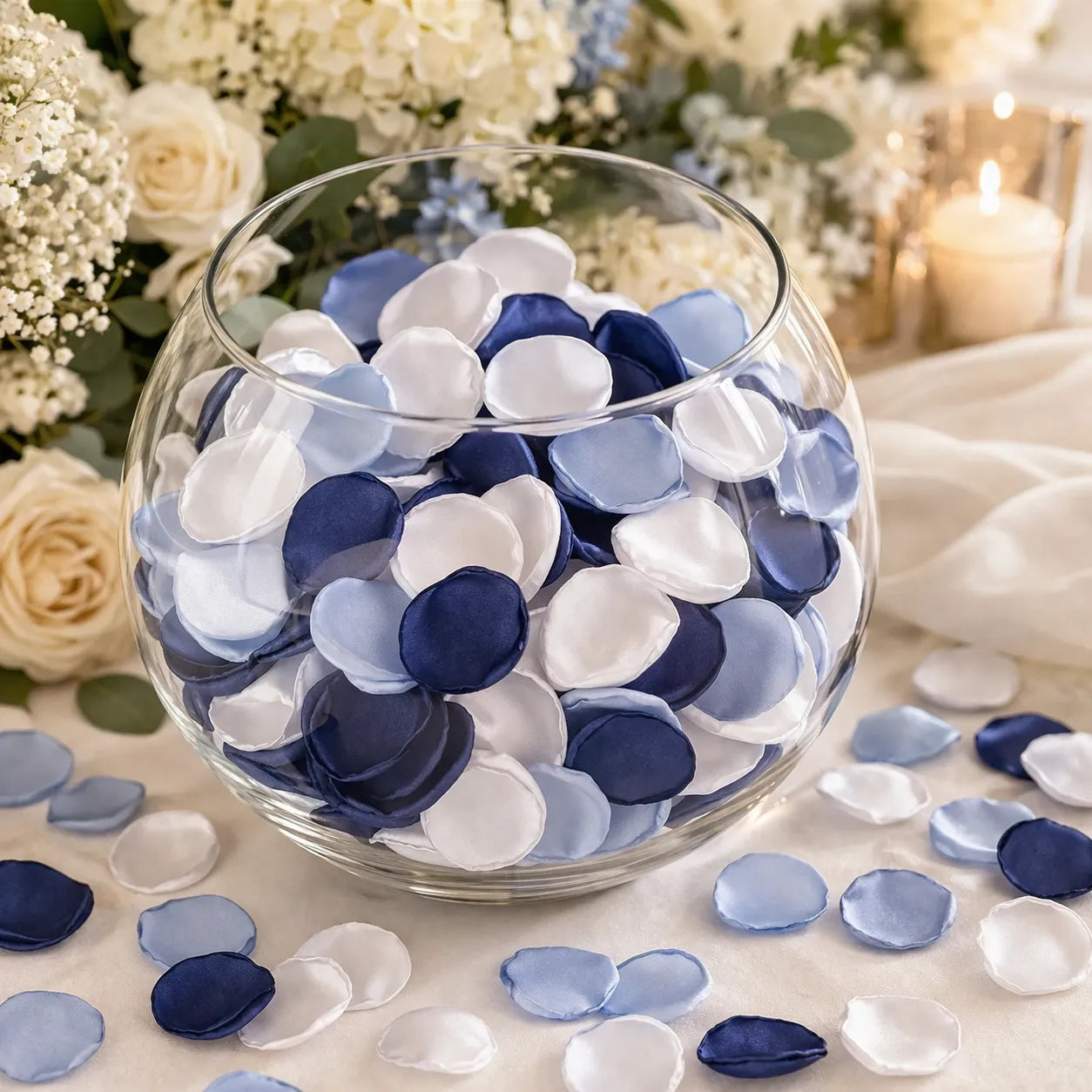 Pétales de Fleurs Blancs et Bleus Elégant