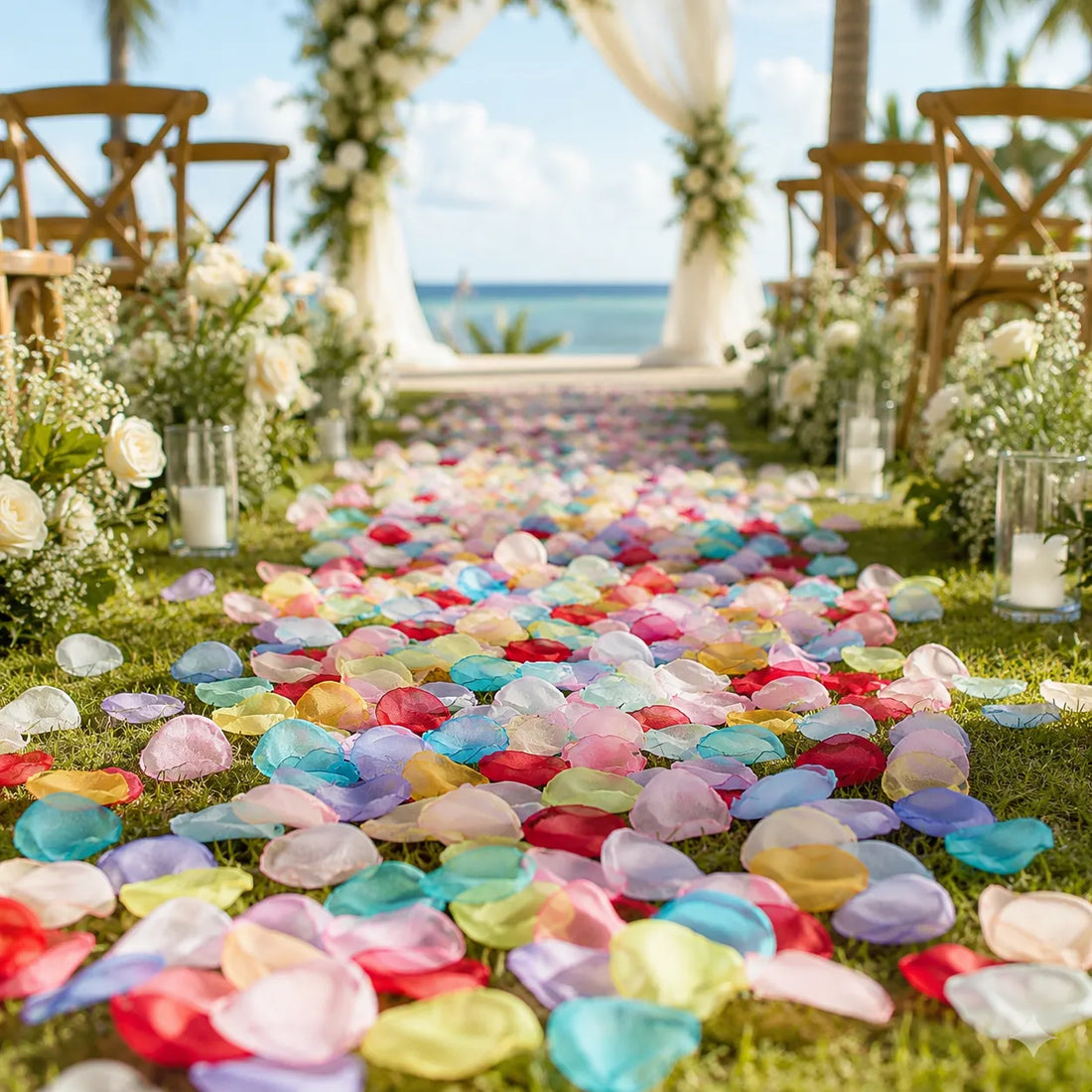Pétales de Fleurs Mariage Multicolores Minimaliste