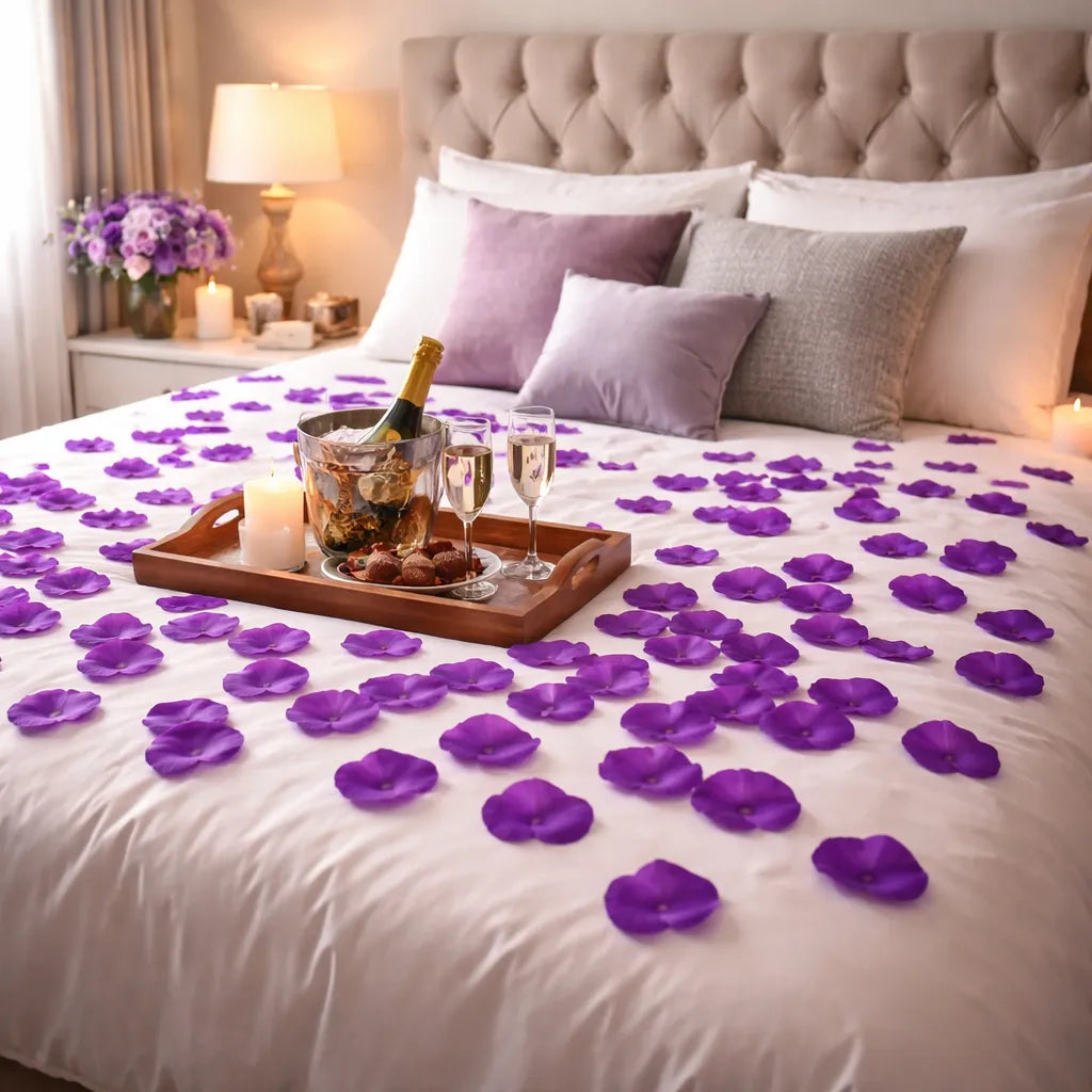 Pétales de Fleurs Mariage Violets Romantique
