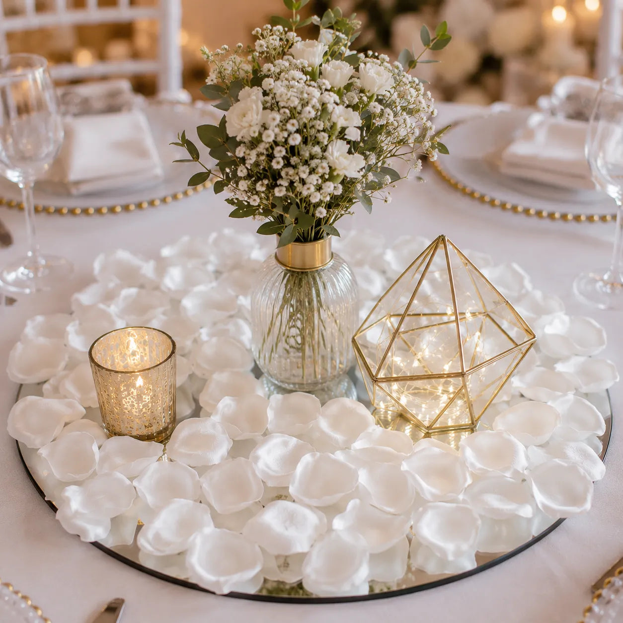 Pétales de Rose Blanche Satinés Mariage Raffinée