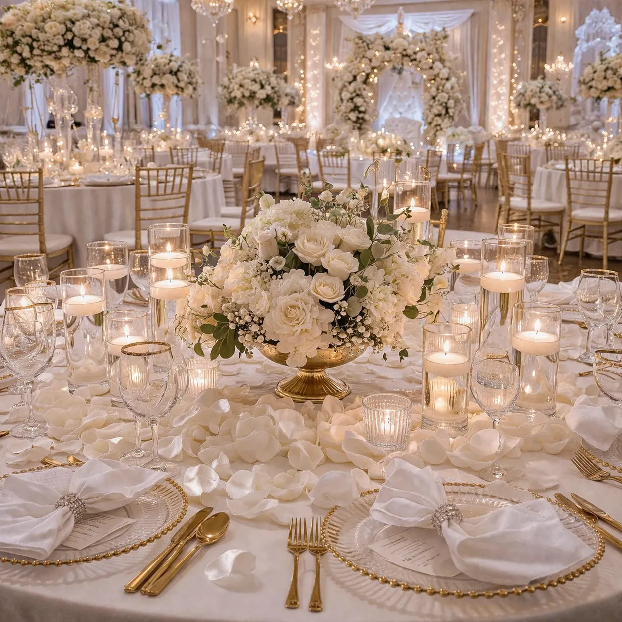 Pétales de Rose Blanche Satinés Mariage élégant