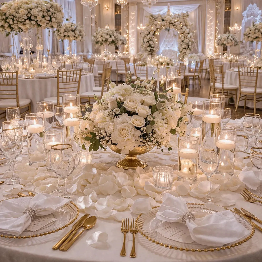 Pétales de Rose Blanche Satinés Mariage élégant