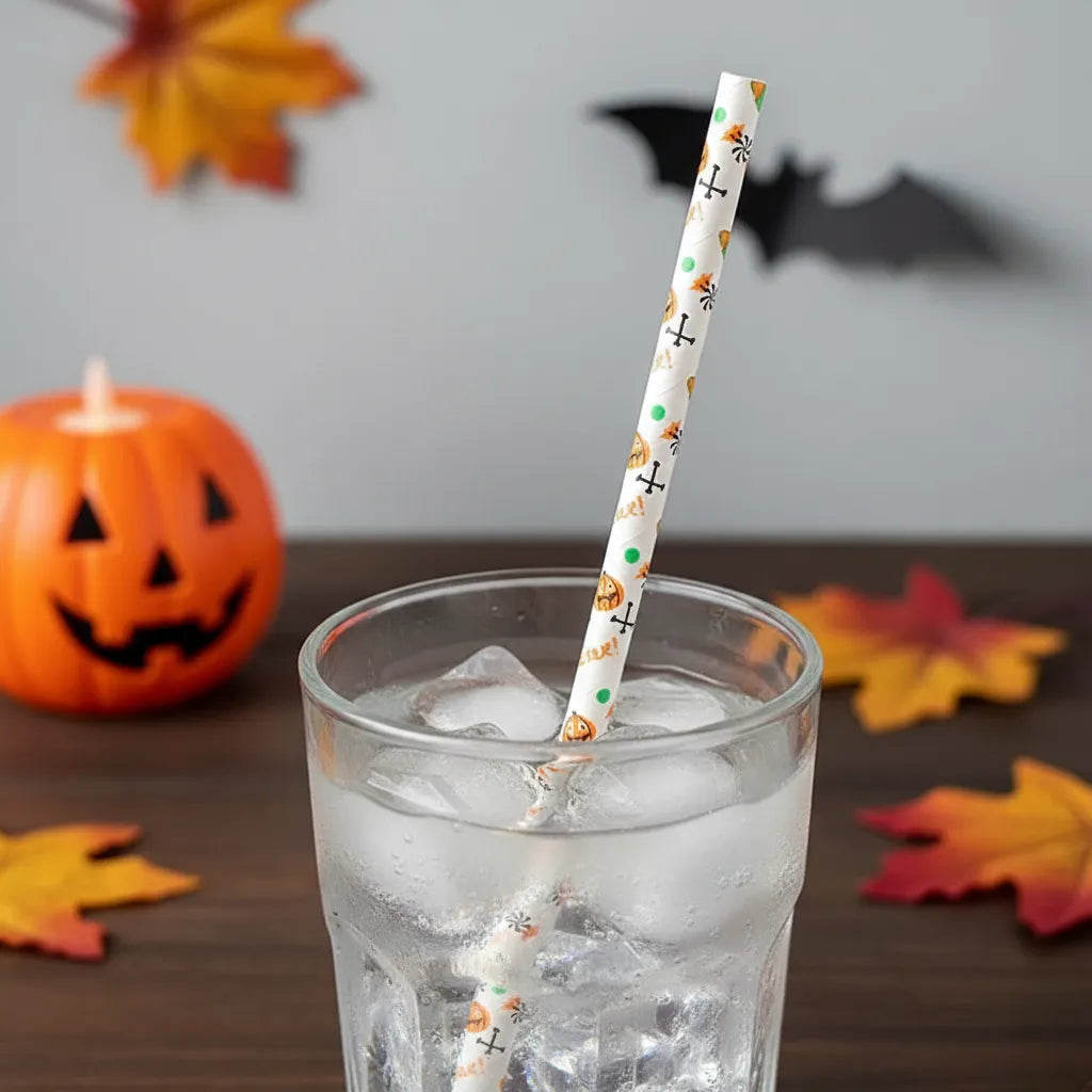 Paille Blanche Halloween en Papier
