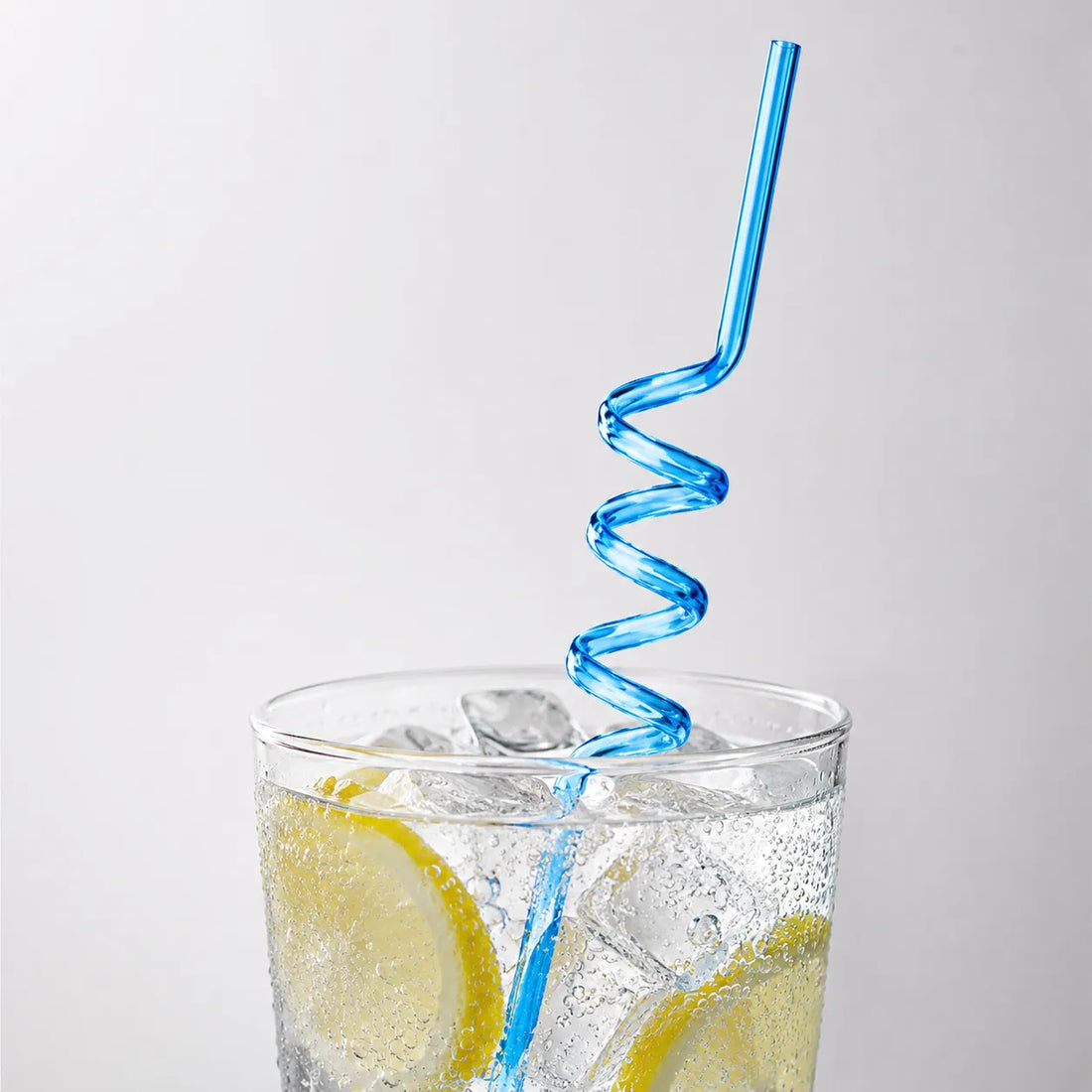 Paille En Plastique Hélicoïdale Bleue Moderne
