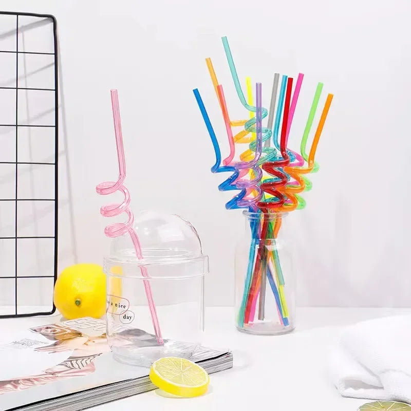 Paille En Plastique Hélicoïdale Colorée