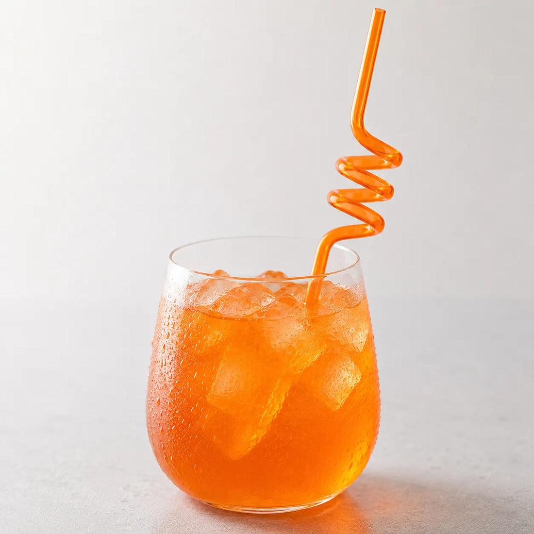 Paille En Plastique Hélicoïdale Orange Stylée