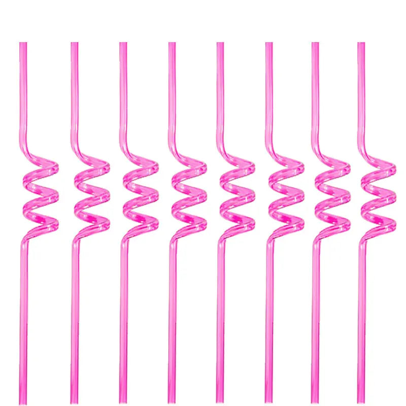 Paille En Plastique Hélicoïdale Rose stylé