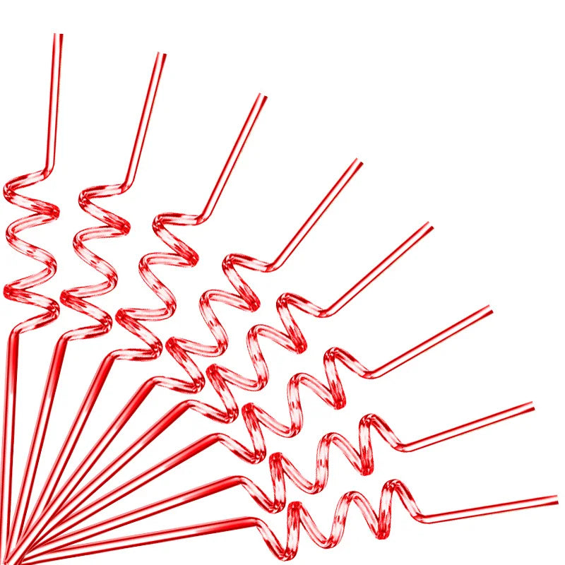 Paille En Plastique Hélicoïdale Rouge