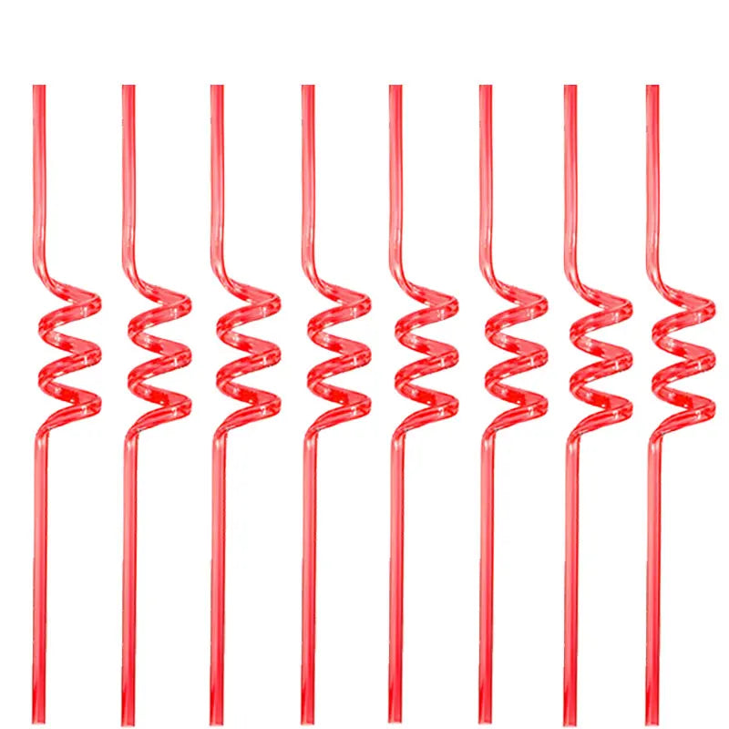 Paille En Plastique Hélicoïdale Rouge stylé
