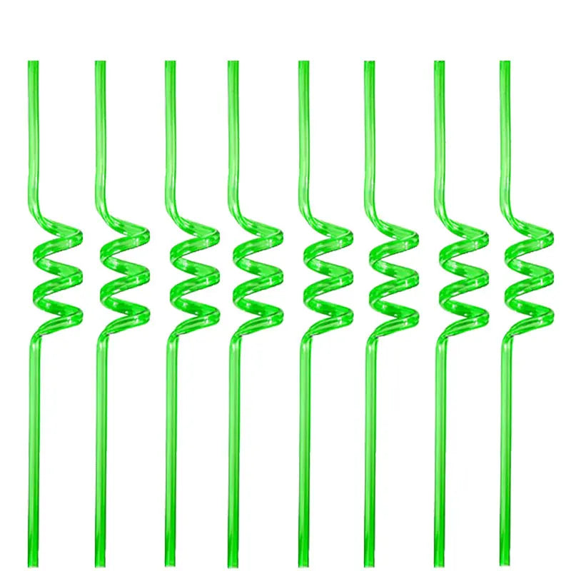 Paille En Plastique Hélicoïdale Verte stylé