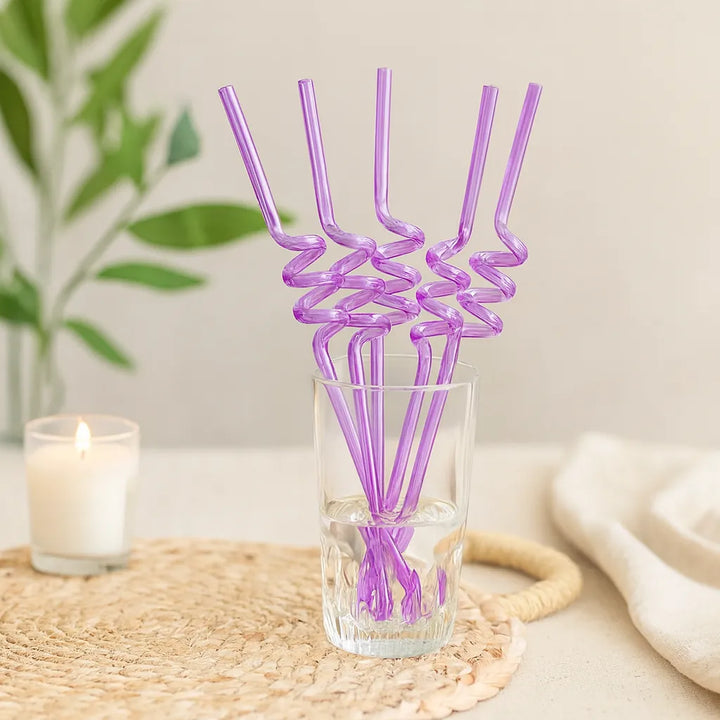 Paille En Plastique Hélicoïdale Violette
