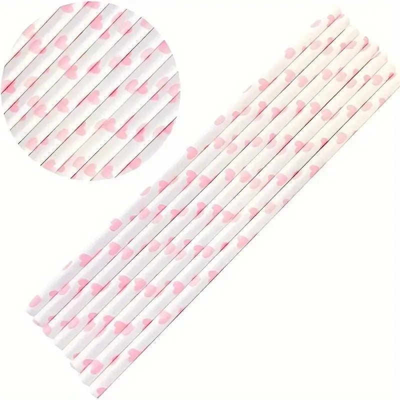 Paille En Plastique Motifs Cœur