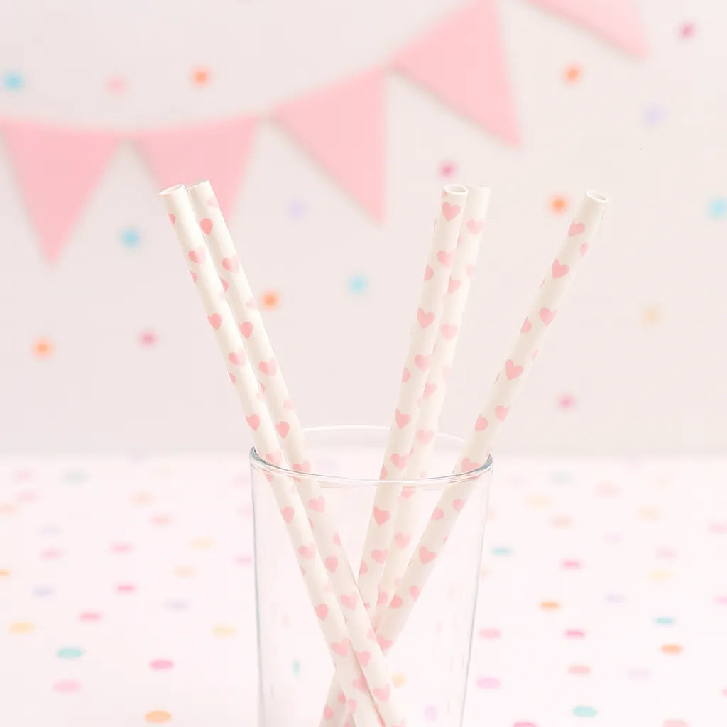 Paille En Plastique Motifs Cœur1