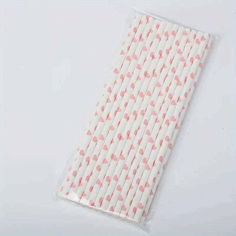 Paille En Plastique Motifs Cœur stylé