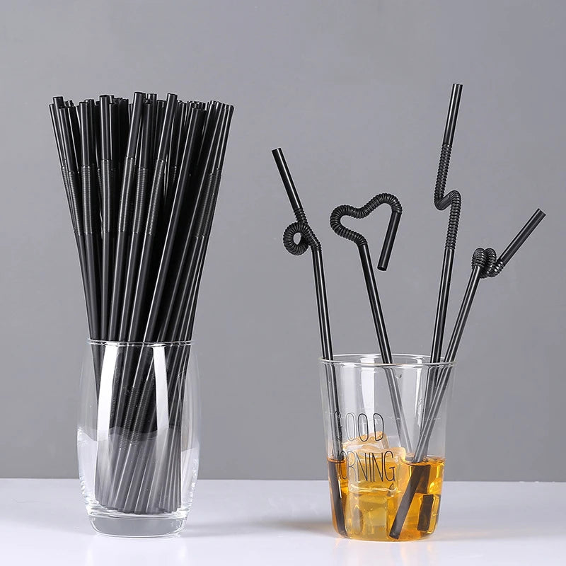 Paille En Plastique Noire