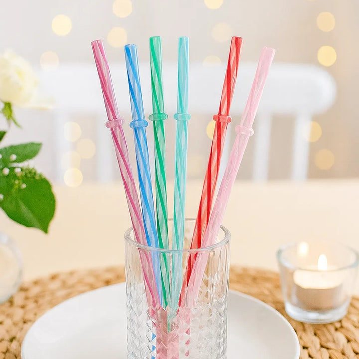 Paille En Plastique Transparente à Rayures