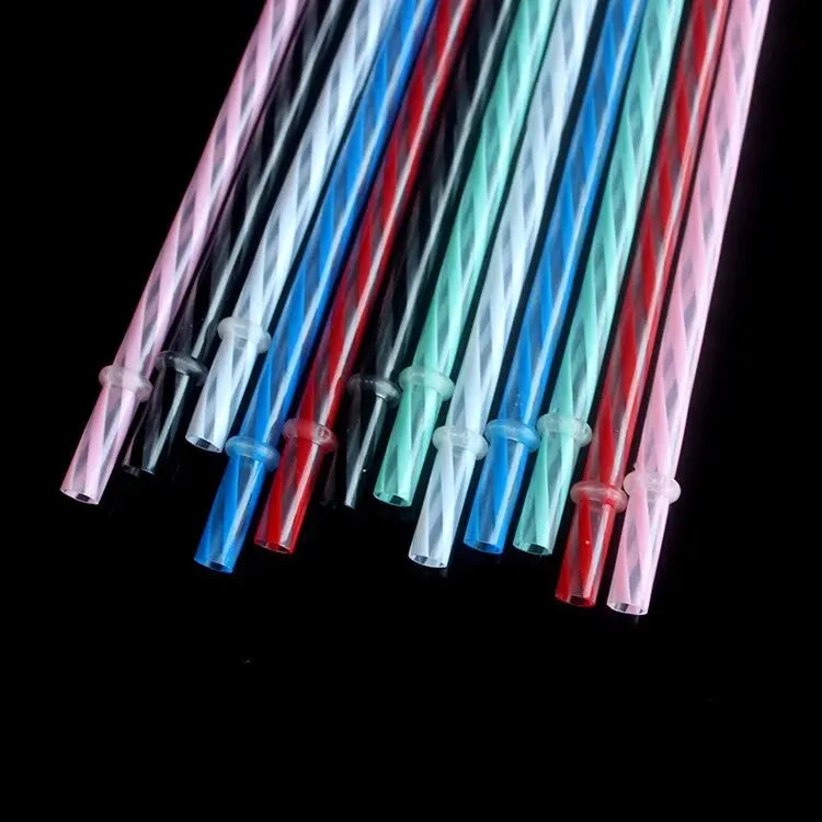 Paille En Plastique Transparente à Rayures