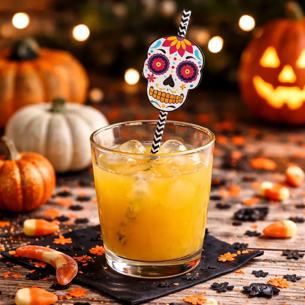 Paille Halloween Crâne Coloré