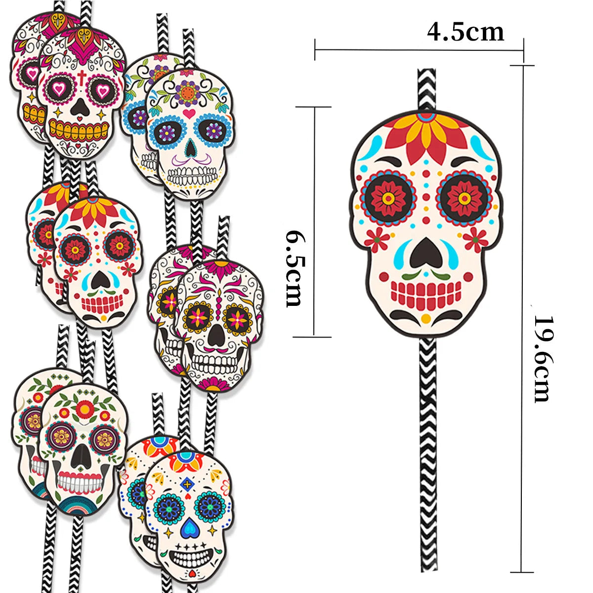 Paille Halloween Crâne Coloré Chic