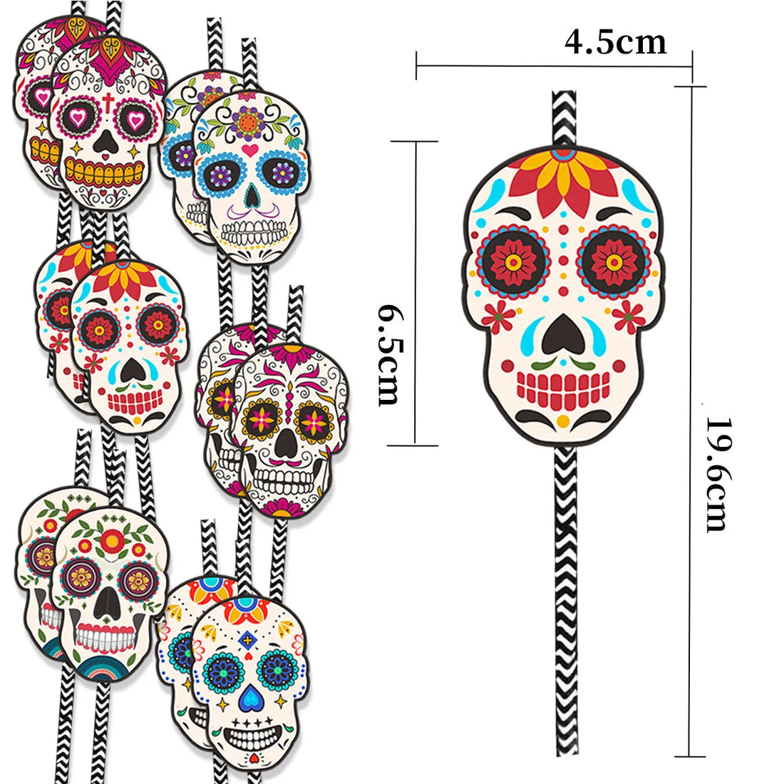 Paille Halloween Crâne Coloré Chic