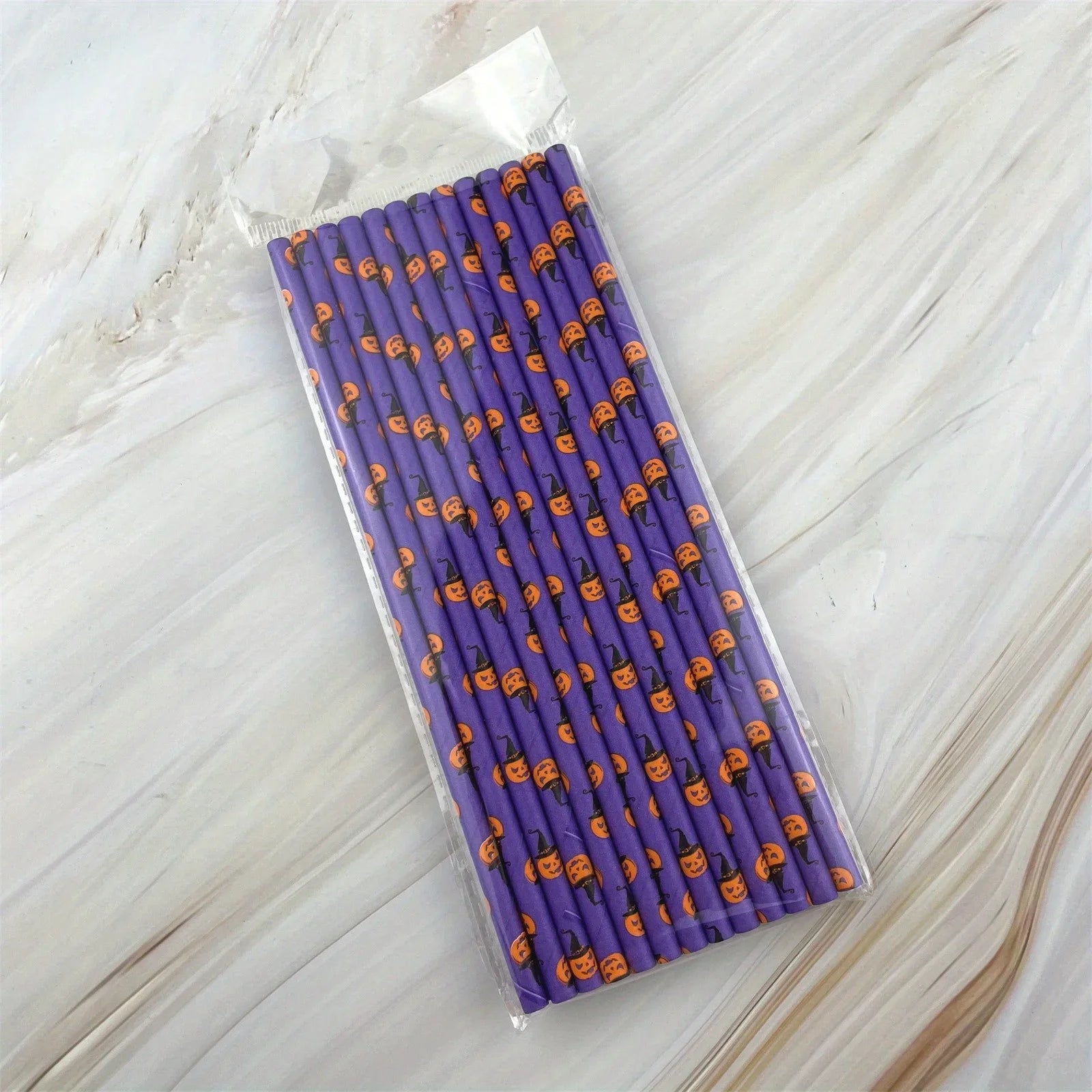 Paille Halloween Violet et Orange Chic