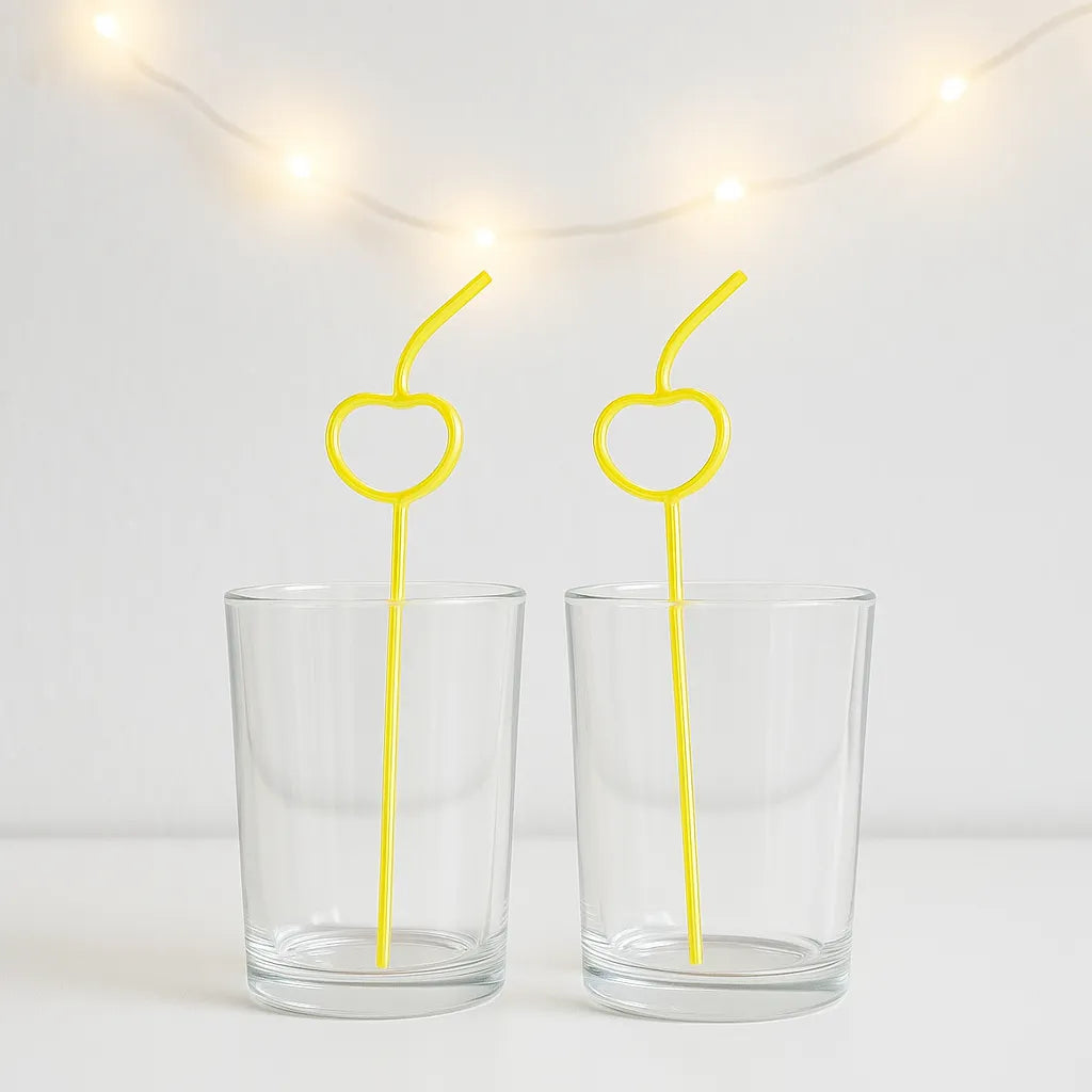 Paille en Plastique Pomme Jaune1