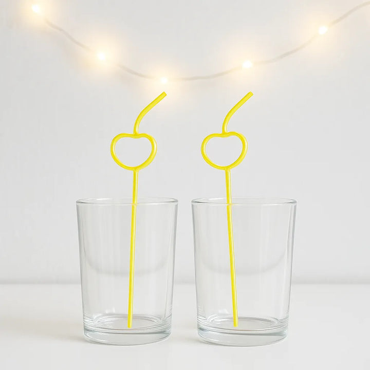 Paille en Plastique Pomme Jaune1