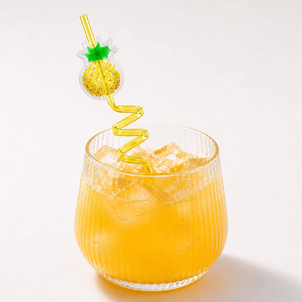 Paille en Plastique Spirale Fruits Pailletés Stylée