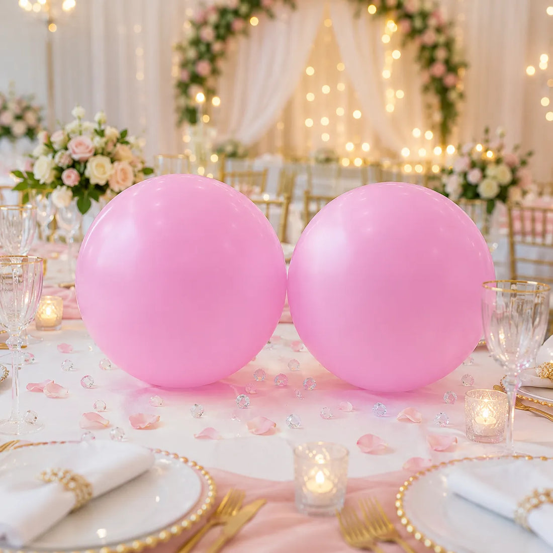 Paire de Ballons Géants Mariage Roses Beaux