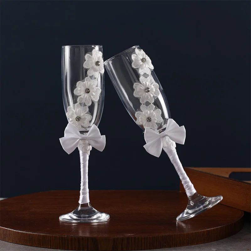 Paire de Verre Mariage à Fleurs Classe