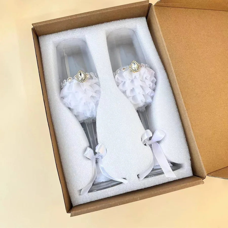 Paire de Verres Raffinés pour Mariés Unique