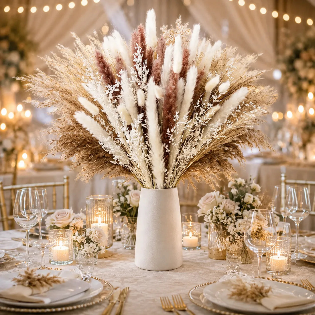 Pampas Séchées Pour Centre de Table Mariage vintage