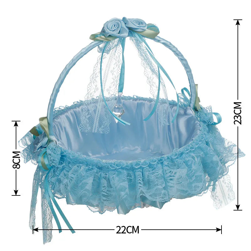 Panier Bleu en Dentelles pour Pétales Unique