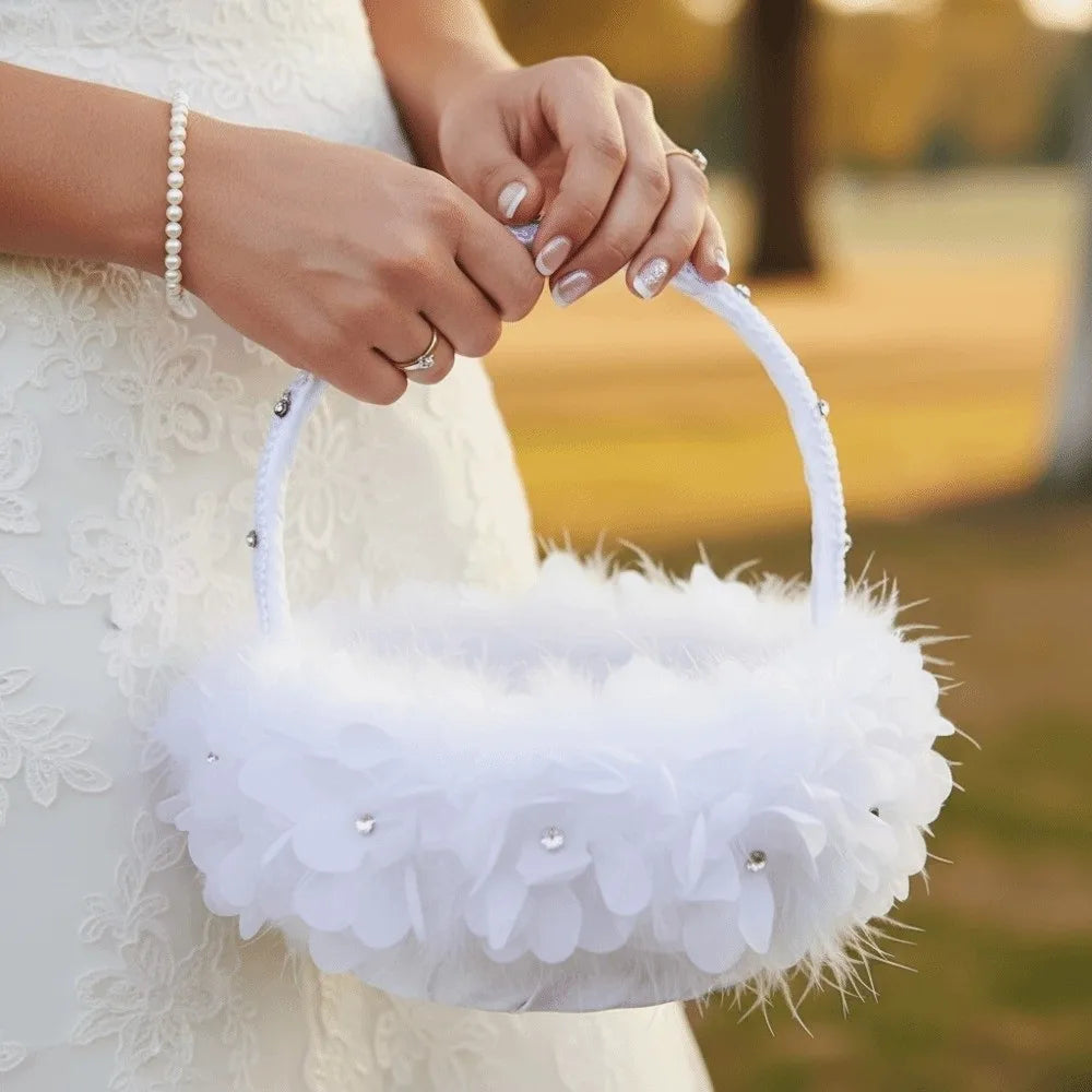 Panier à Pétales Blanc Raffiné Unique