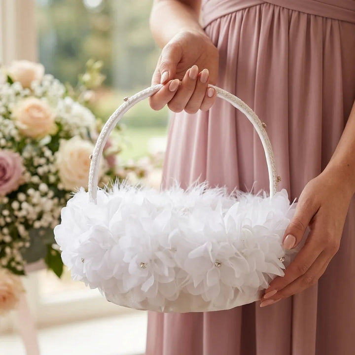 Panier à Pétales Blanc Raffiné romantique
